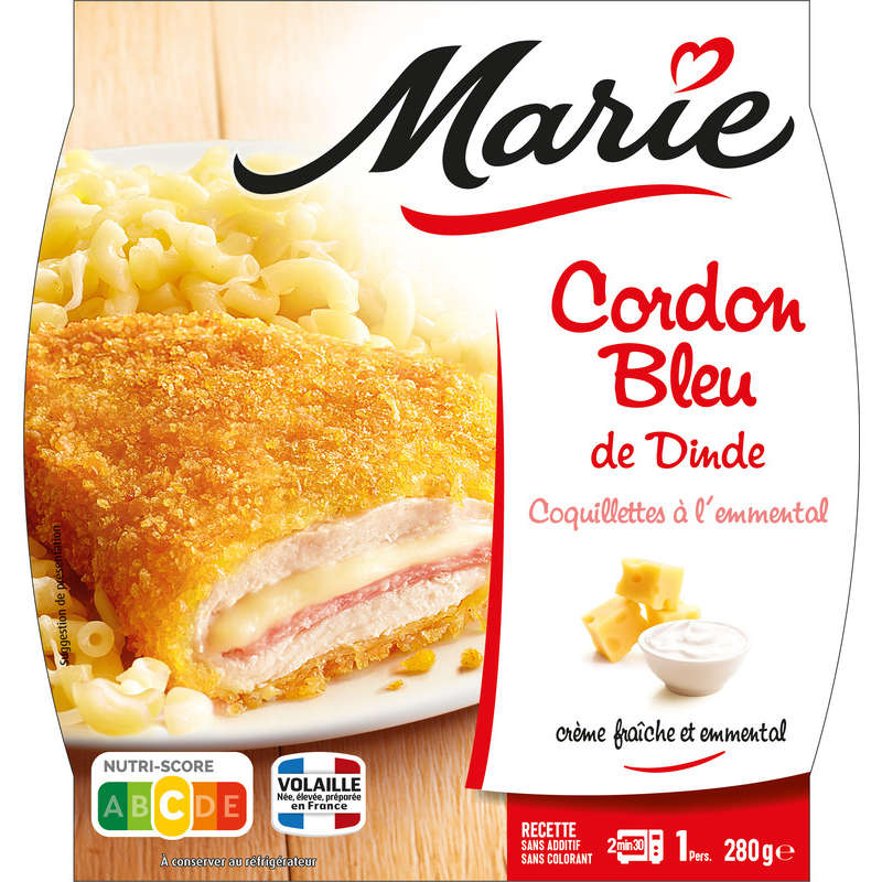 Marie Cordon bleu de dinde, Coquillettes à l'emmental 280g