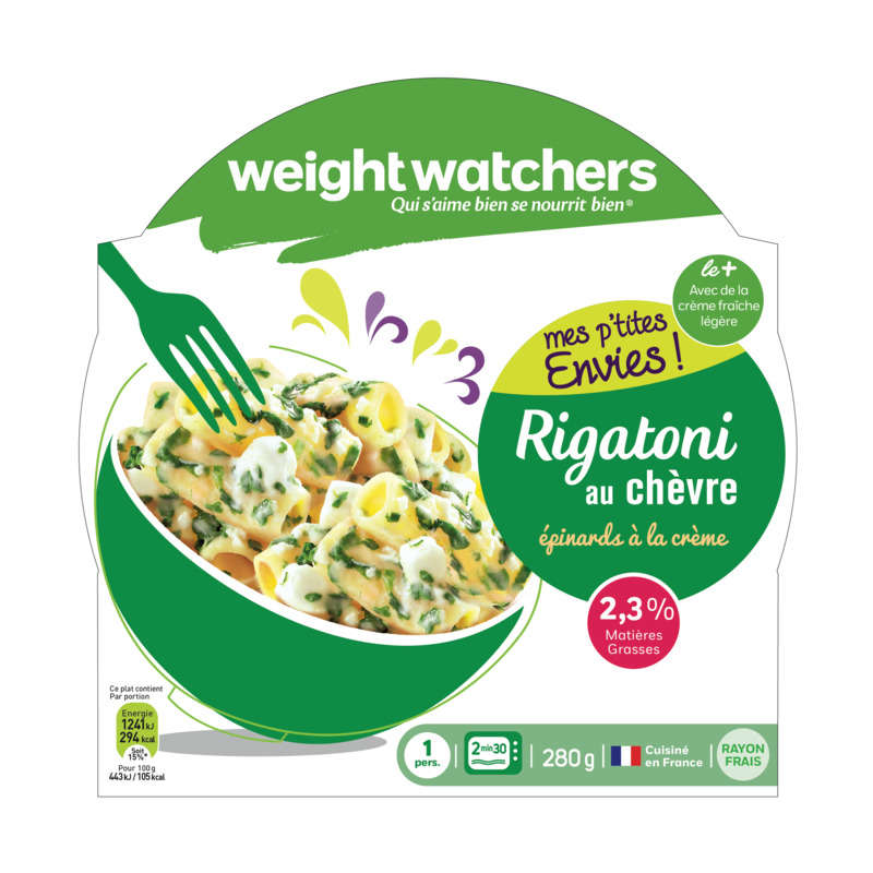 WeightWatchers Rigatoni chèvre épinard 280g