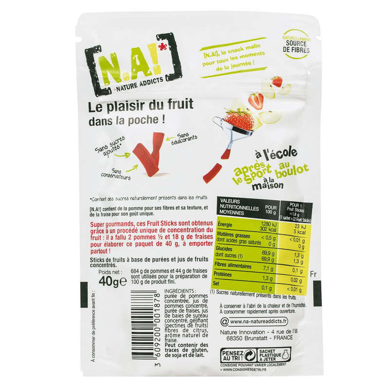 N.A! Fruit Sticks Fraise 40G