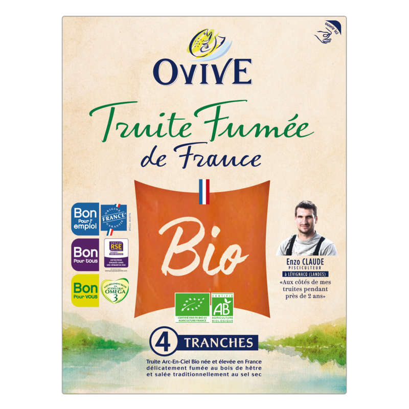 Ovive Truite Fumée Bio 4 Tranches 100 g