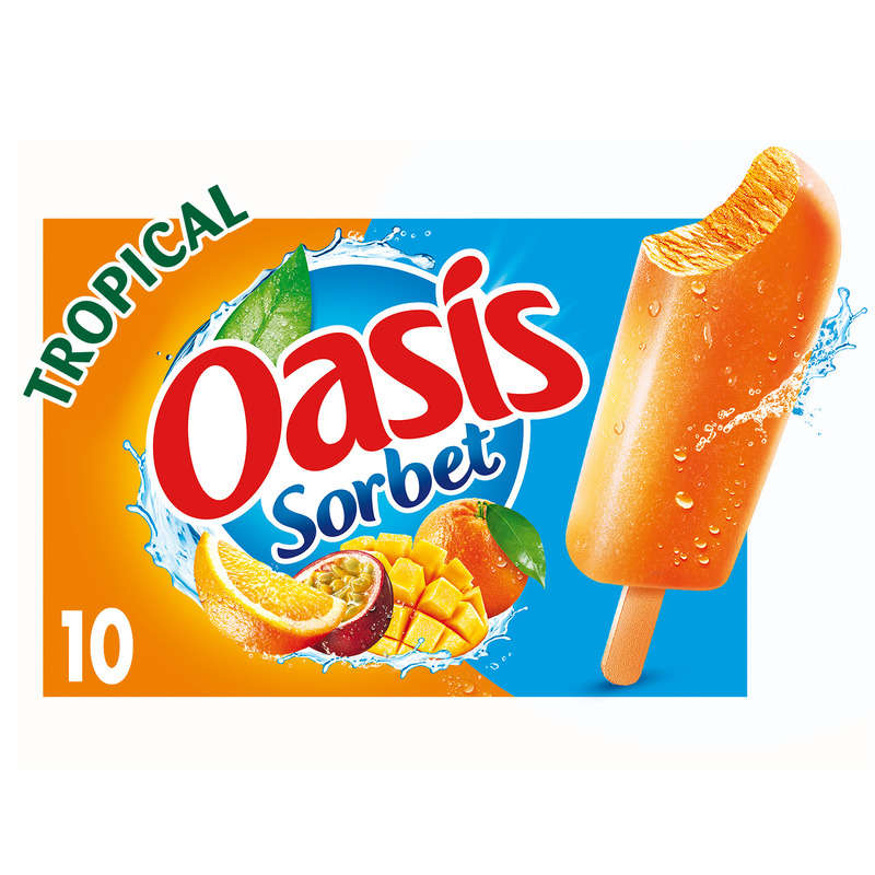 Oasis Sorbet Bâtonnets glacés Cocktail Tropical 400g