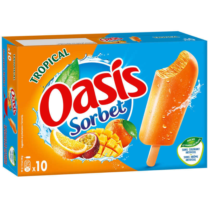 Oasis Sorbet Bâtonnets glacés Cocktail Tropical 400g