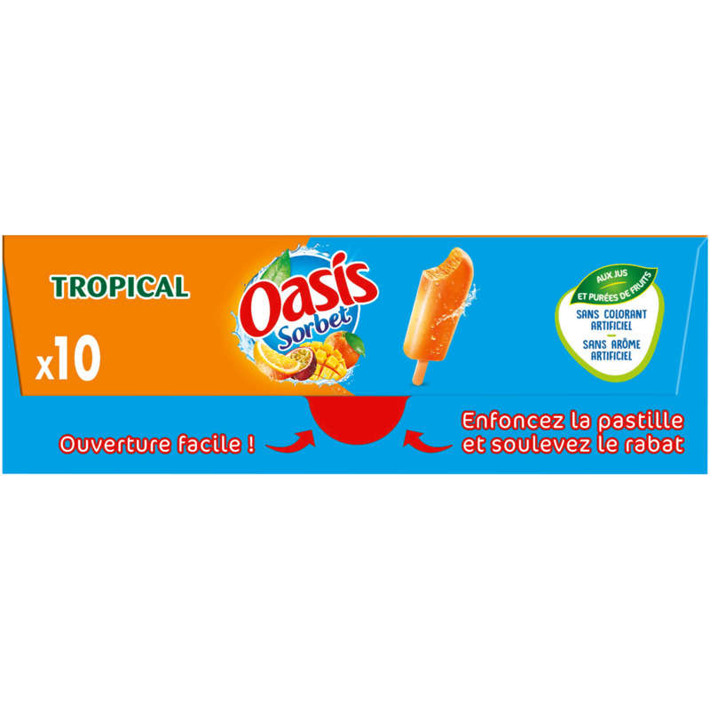 Oasis Sorbet Bâtonnets glacés Cocktail Tropical 400g