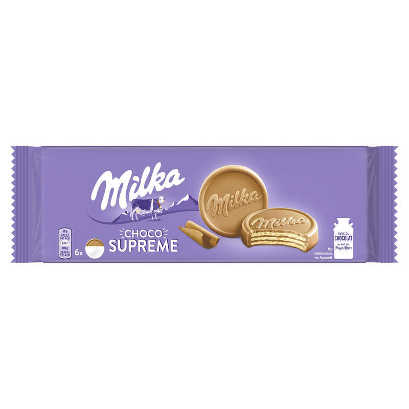 Milka Choco Suprême Biscuits Gaufrettes enrobés de Chocolat au Lait 180g