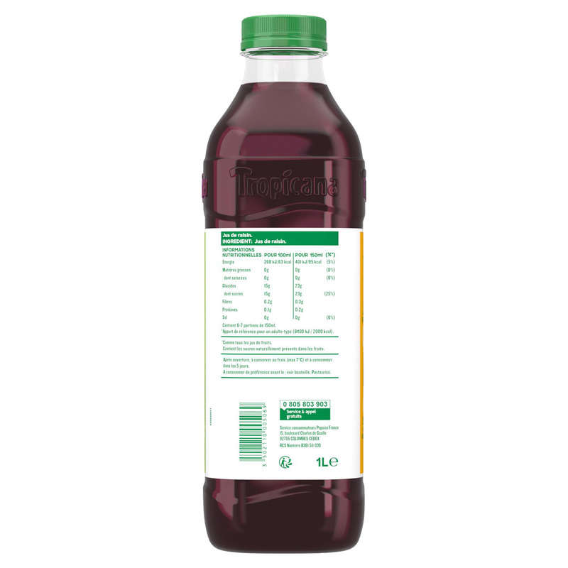 Tropicana Pur Jus de Raisin Pressé la Bouteille de 1L