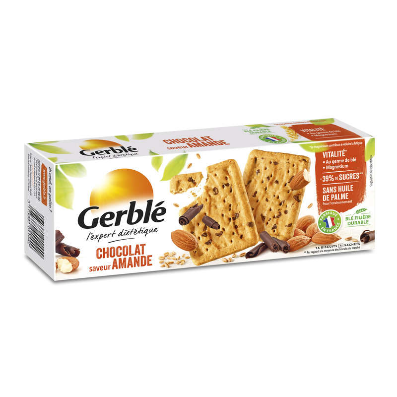 Gerblé Biscuit chocolat saveur amande au germe de blé 200g