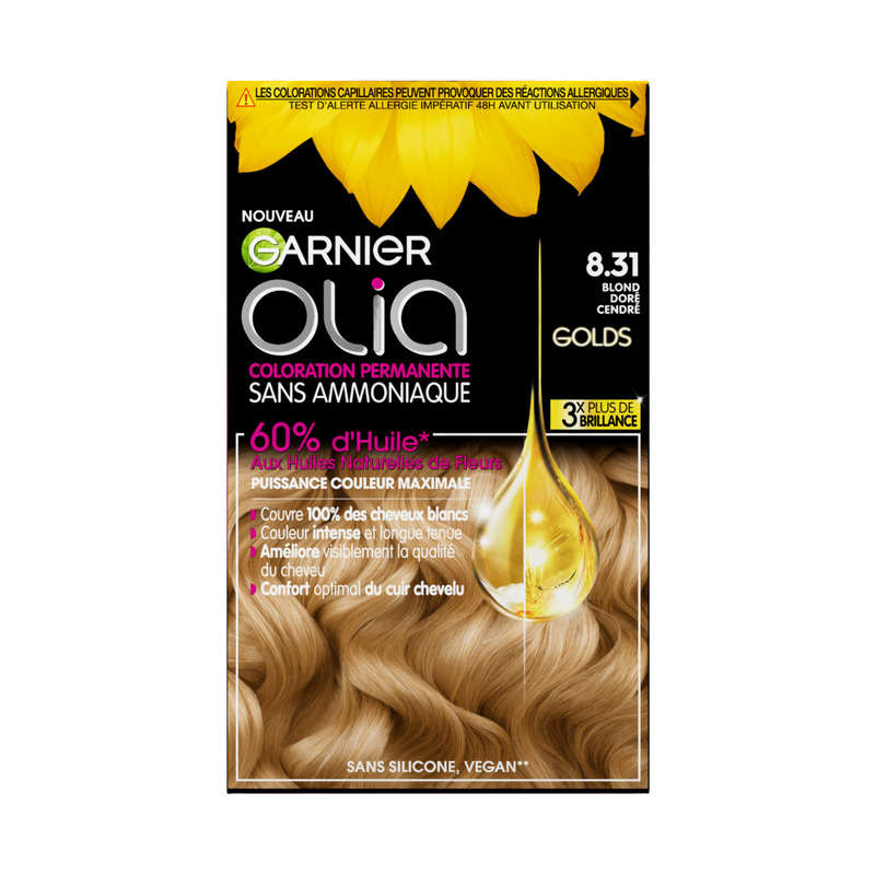 Olia Coloration Sans Amoniaque 8.31 Blond Doré Cendré