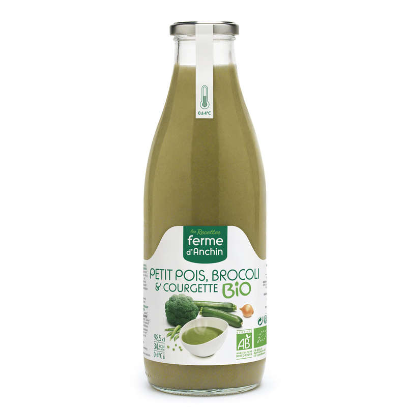 Ferme D'Anchin organic pea soup, broccoli zucchini 985ml