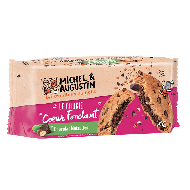 Michel Et Augustin Cookies Coeur Fondant Chocolat Et Noisettes 180G