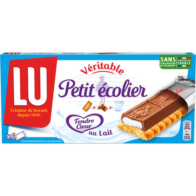 Lu Petit Ecolier Tendre Cœur Biscuits covered with milk chocolate 120g