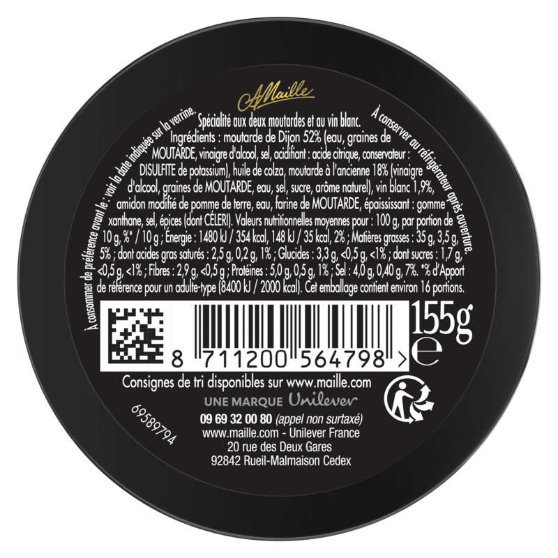 Maille Spécialité Moutarde Fins Gourmets Verrine 155G