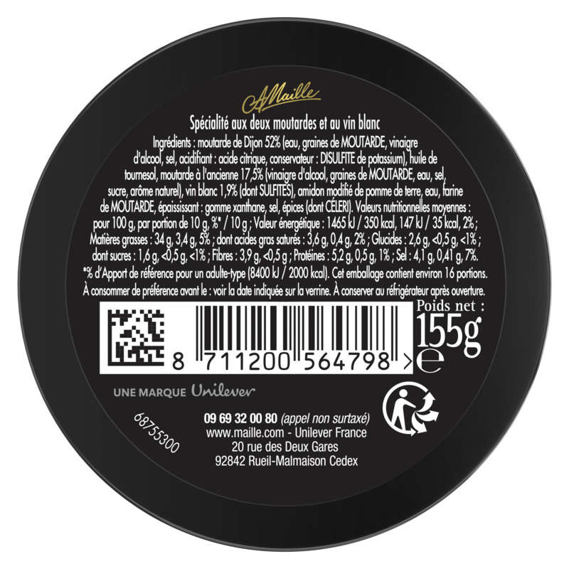 Maille Spécialité Moutarde Fins Gourmets Verrine 155G