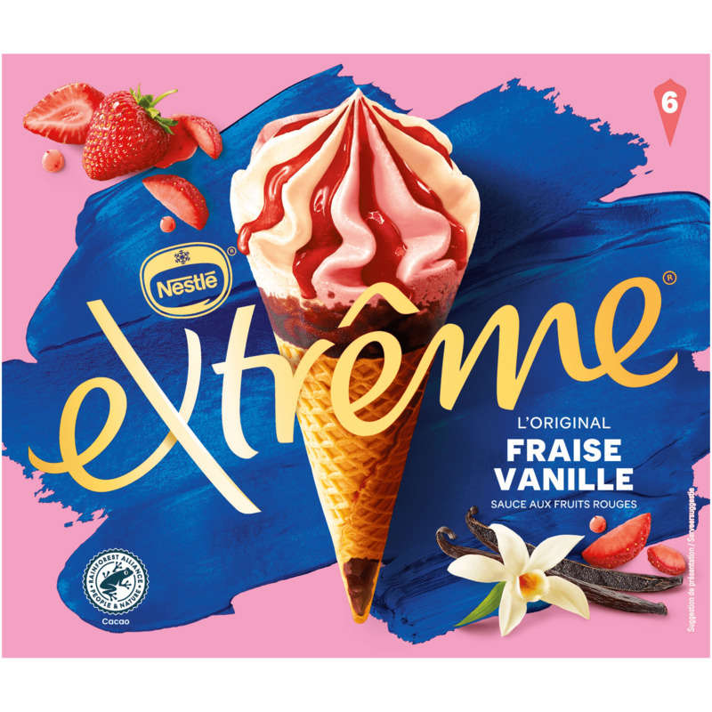 Nestlé Cônes glacés fraise et vanille 426g