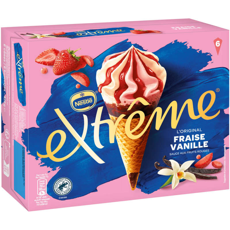 Nestlé Cônes glacés fraise et vanille 426g