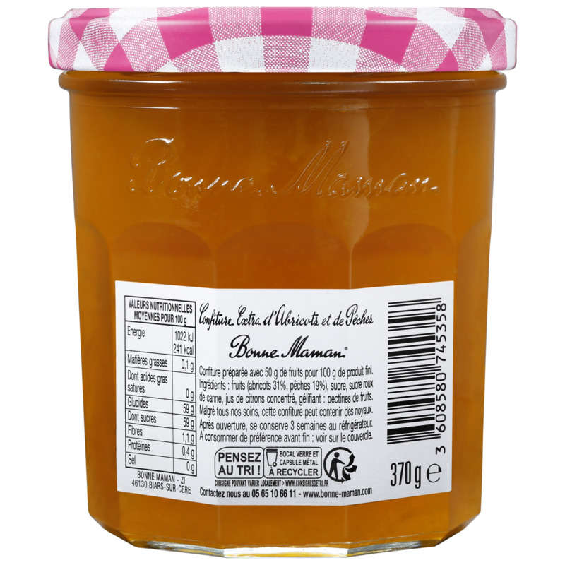 Bonne Maman Confiture abricots et pêches 370g