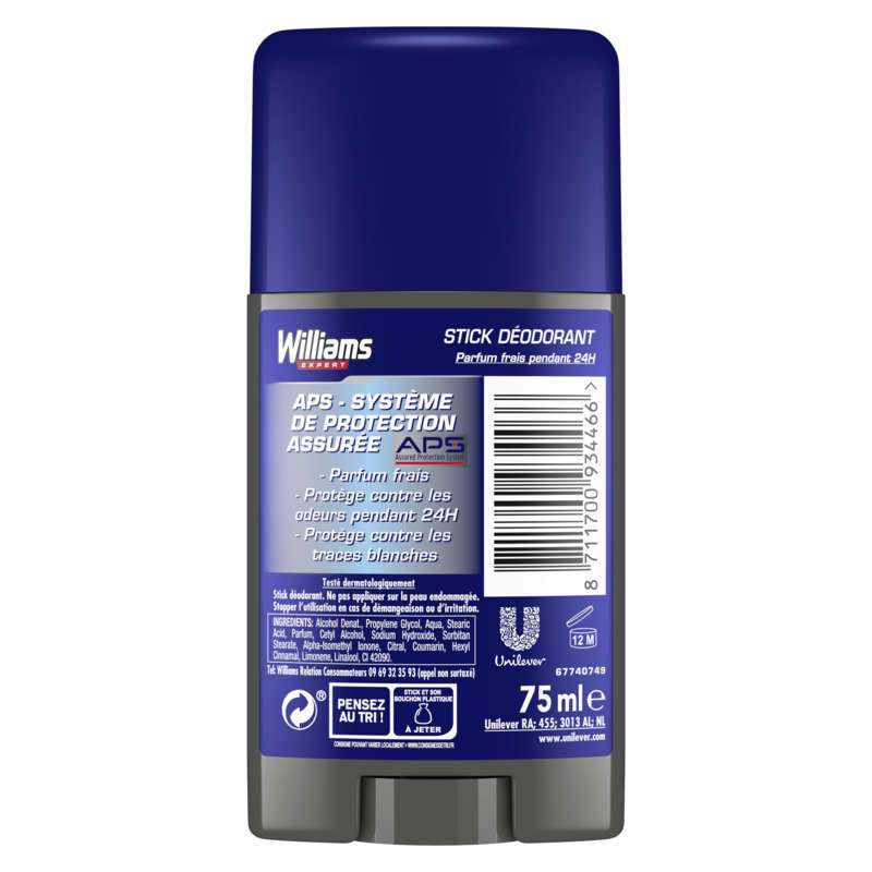 Williams Déodorant Homme Stick Ice Blue 75ml