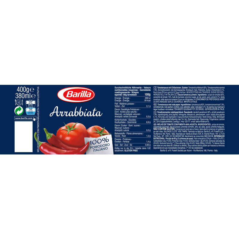 Barilla Arrabbiata Tomato Sauce 400g