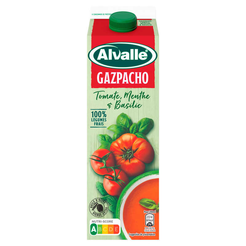 Alvalle soupe froide tomate, menthe et basilic 1L