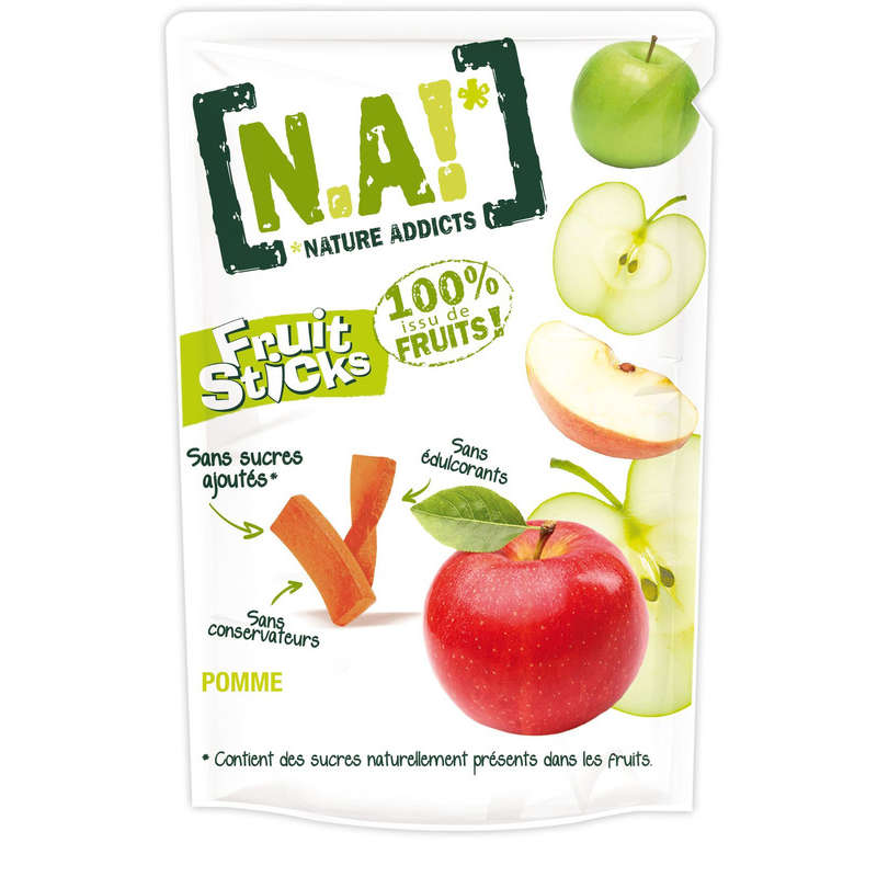 N.A! Fruit Sticks 100% Issu De Fruits, Pommes, Sans Sucres Ajoutés 40G