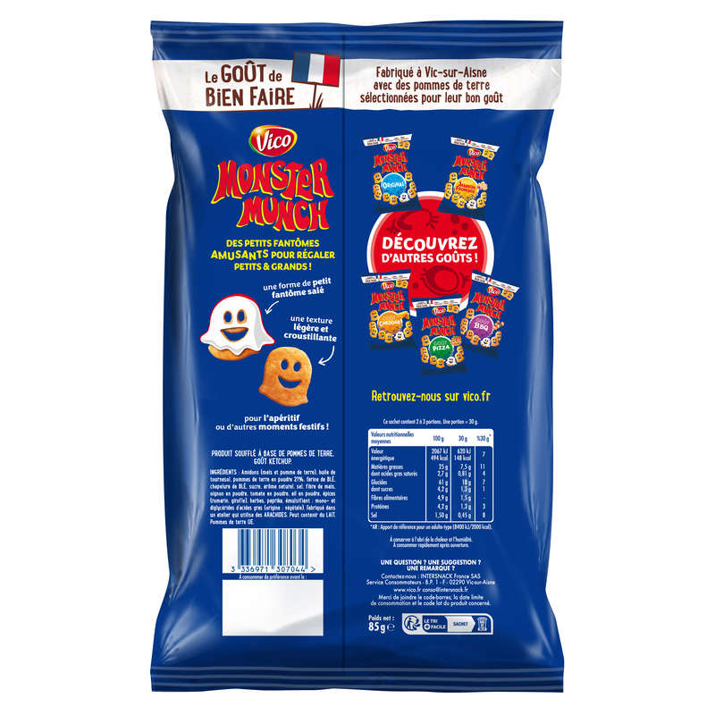 Monster Munch Produit soufflé à base de pomme de terre goût ketchup 85g