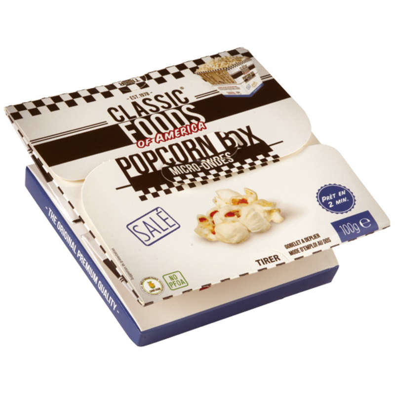 Classic Foods Popcorn Box Salé, Pour Micro-Ondes 100g