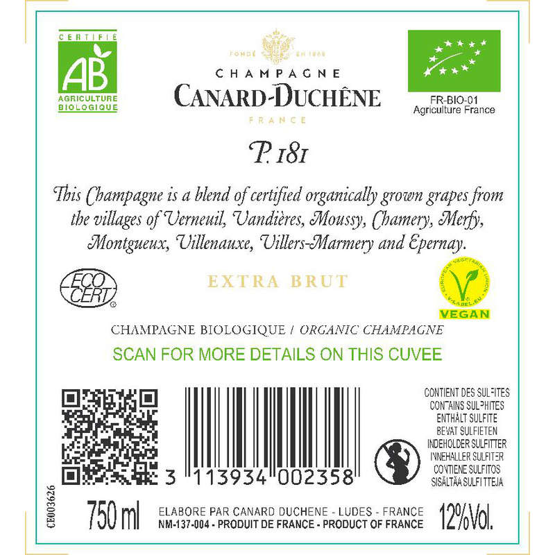 Canard-Duchêne Champagne Canard Duchene Nature Bio 75cl