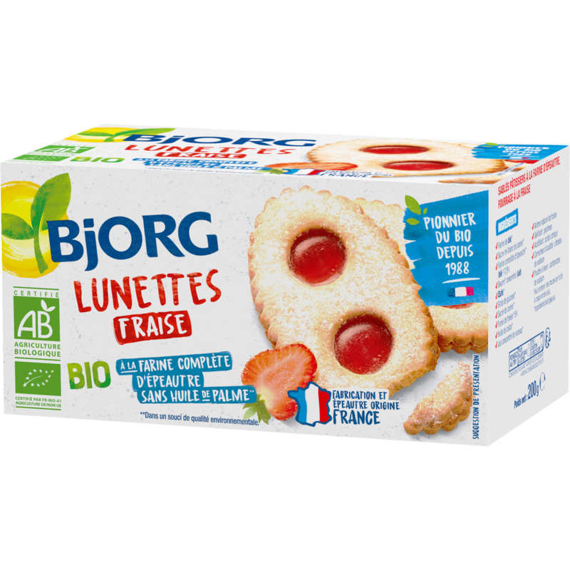 Bjorg Lunettes À La Fraise Et Farine D'Épeautre Bio 200G