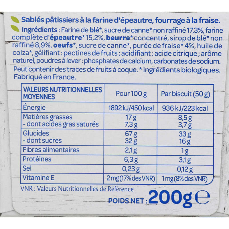 Bjorg Lunettes À La Fraise Et Farine D'Épeautre Bio 200G