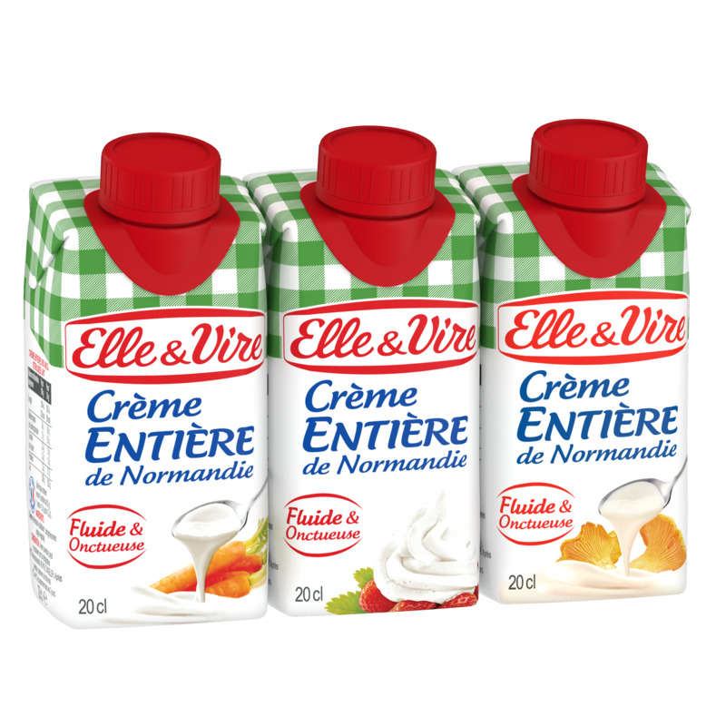 Elle & Vire Crème Entière De Normandie Fluide Et Onctueuse 3X20Cl