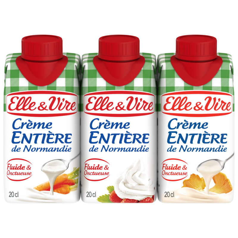 Elle & Vire Crème Entière De Normandie Fluide Et Onctueuse 3X20Cl