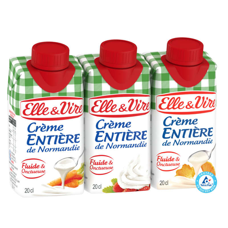 Elle & Vire Crème Entière De Normandie Fluide Et Onctueuse 3X20Cl