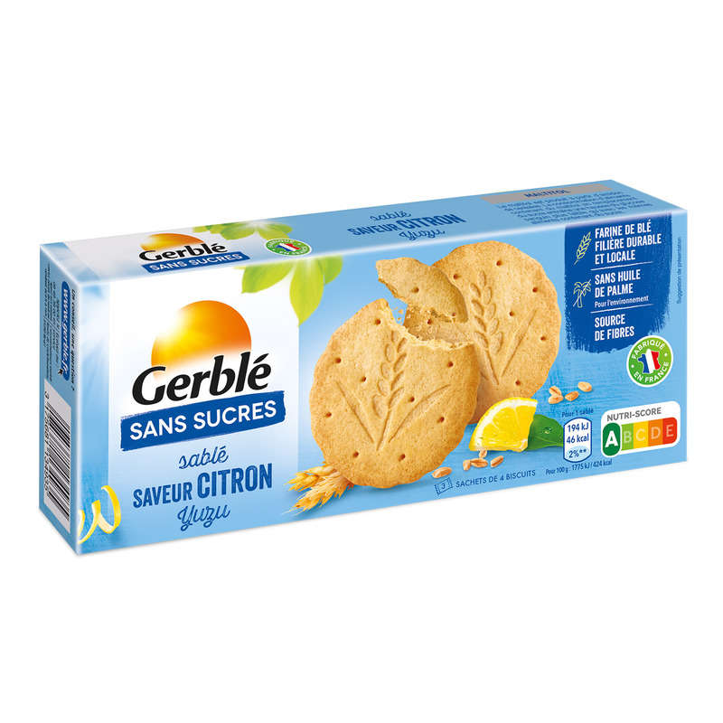 Gerblé Sablé Saveur Citron Yuzu Sans Sucres 132G