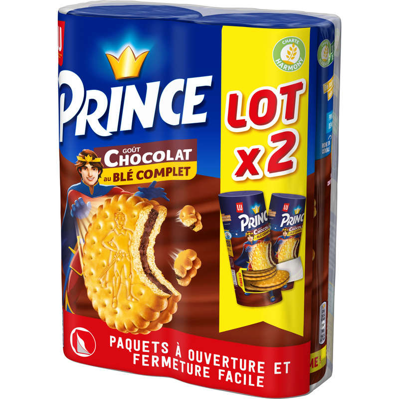 Lu Prince Biscuits fourrés au Chocolat Blé Complet 2x300g