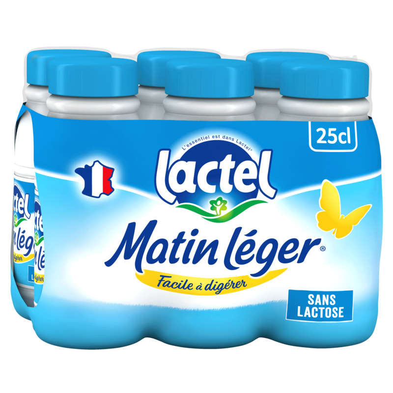 Lactel Matin Léger semi-skimmed bottle 6X25cl