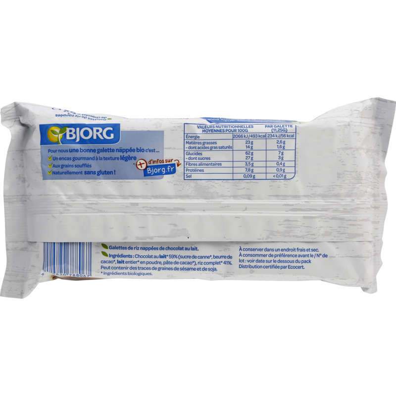 Bjorg Galettes Riz Chocolat Au Lait Bio 90G