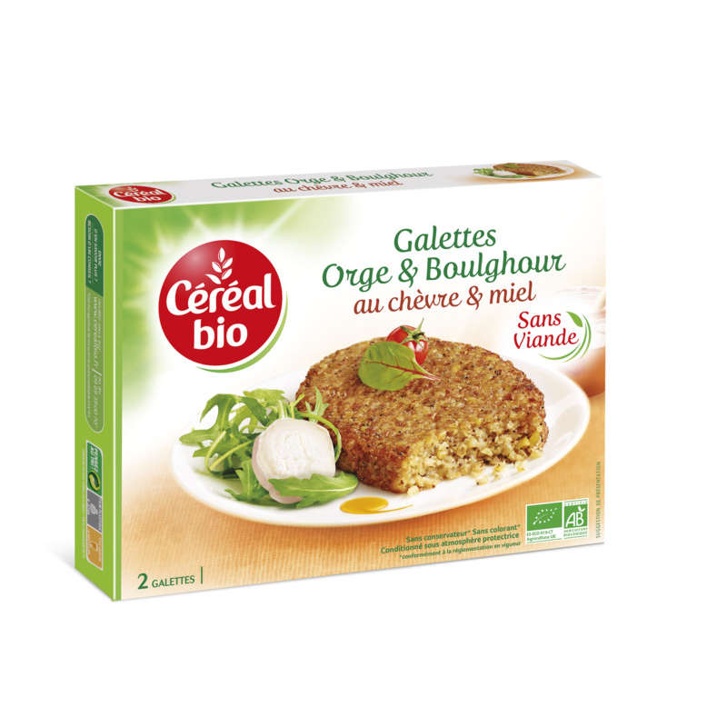 Organic cereal Barley & bulgur pancakes with goat cheese & honey, meatless, organic 200g