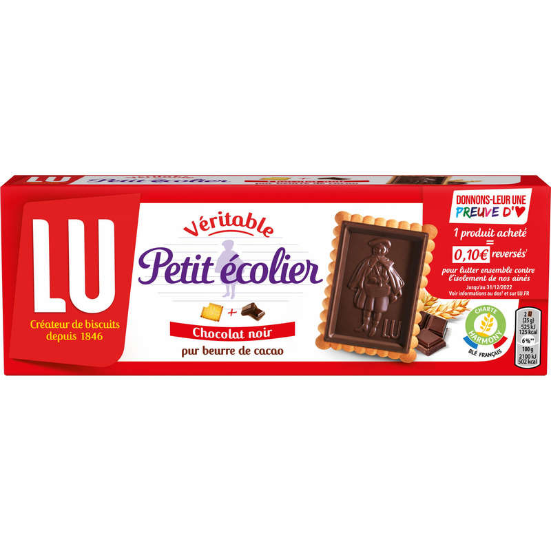 Lu Petit Ecolier Petit Beurre Biscuits nappés au Chocolat Noir 150g