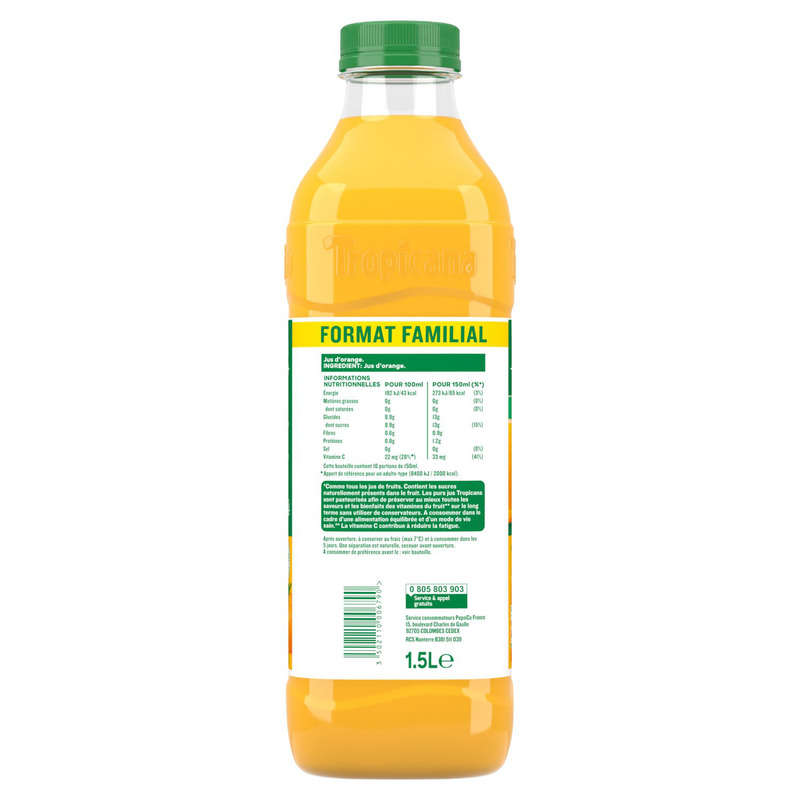 Tropicana Pur Jus D'Orange Sans Pulpe 1,5L