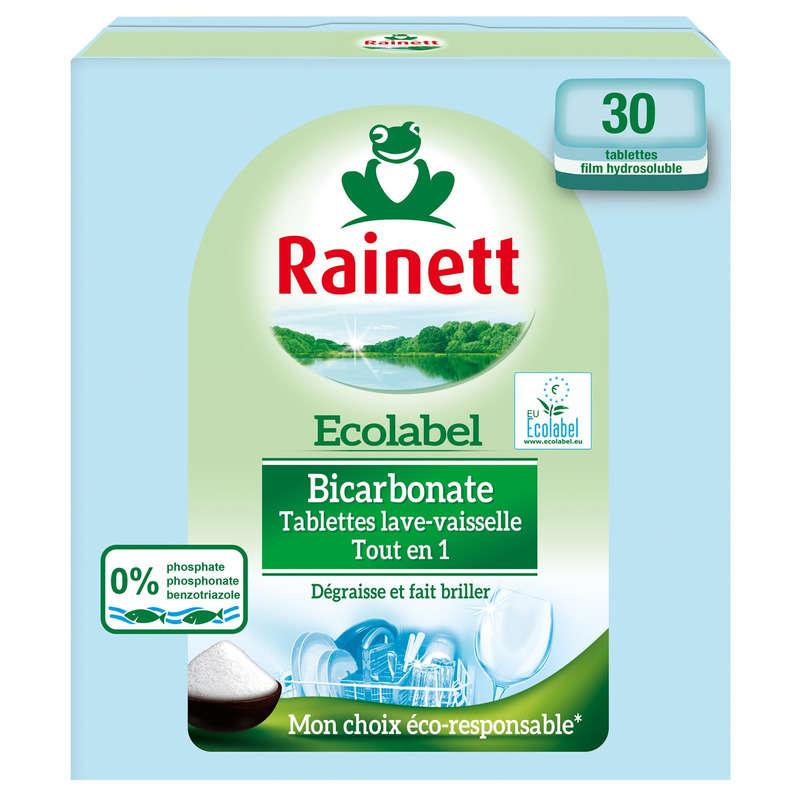 Rainett Tablettes Lave-Vaisselle Tout-En-1 Bicarbonate 600G