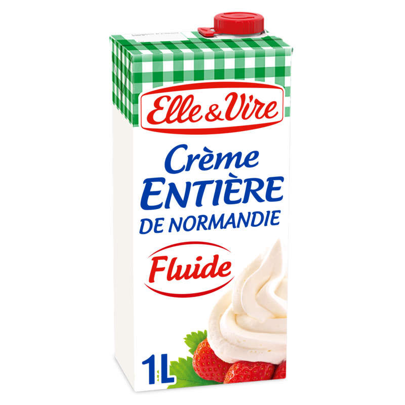 Elle & Vire Crème Entière de Normandie Fluide et Onctueuse 1l