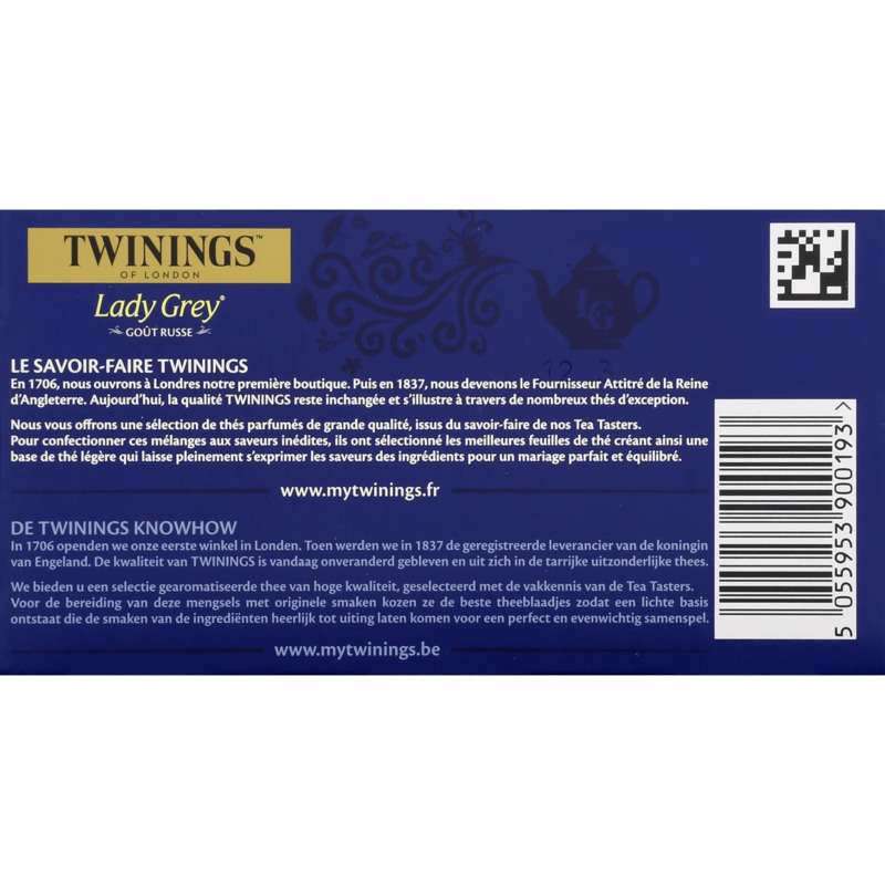 Twinings Thé Lady Grey Goût Russe 20 Sachets 40G