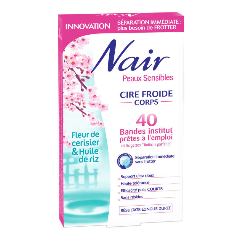 Nair Bandes Cire Froide Corps, Peaux Sensibles