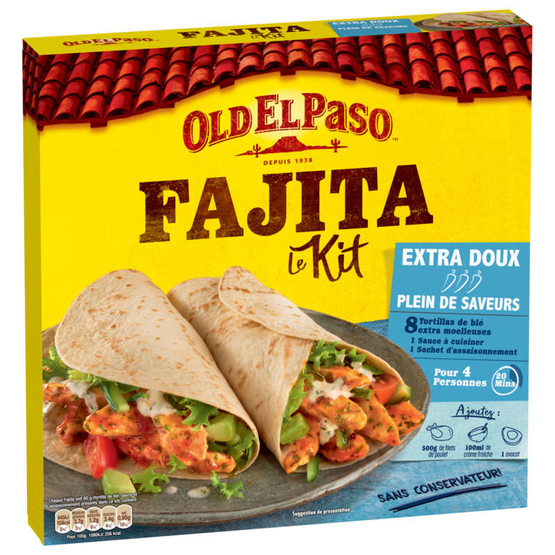 Old El Paso Extra Mild Chili Free Fajita Kit 478g