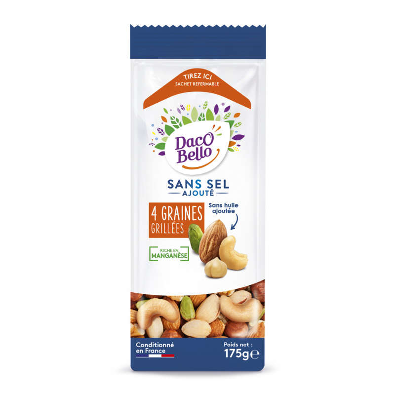 4 graines grillées sans sel ajouté 175G