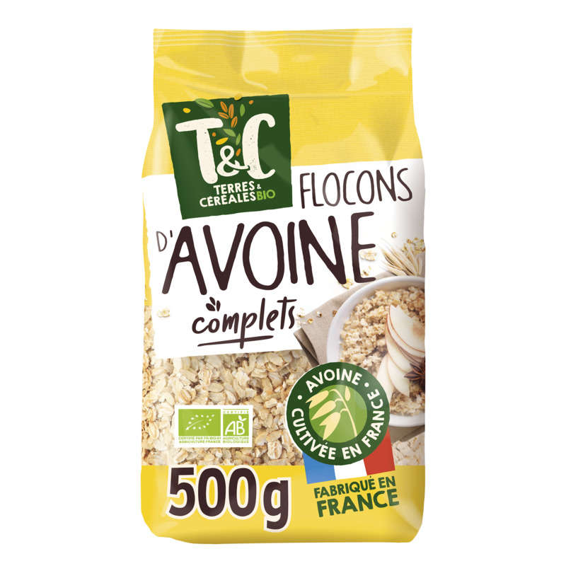 Terres et Céréales Whole grain oat flakes, organic 500g