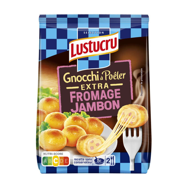 Lustucru Pâtes Fraîches Gnocchi à Poêler Jambon Fromage le sachet de 280g