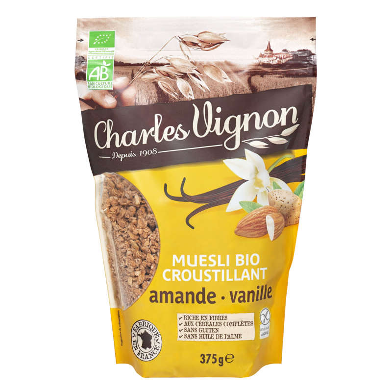 Charles Vignon Muesli Bio Croustillant Amande Vanille 375G