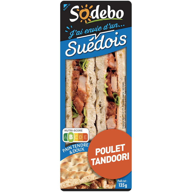 Sodebo Sandwich Suédois poulet tandoori 135g