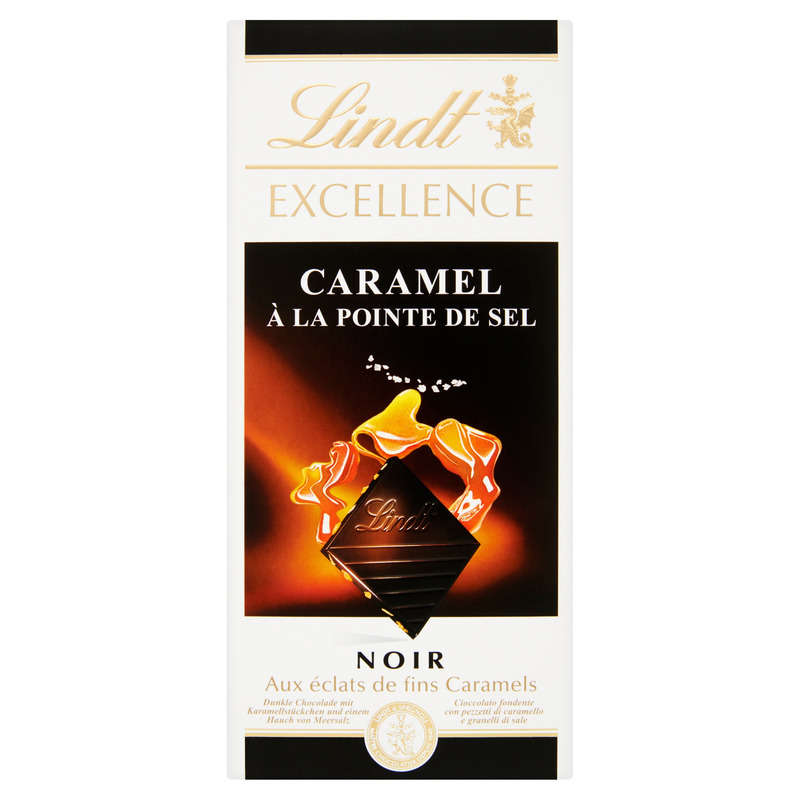 Lindt Excellence Tablette Chocolat Noir Caramel À La Pointe De 100 G