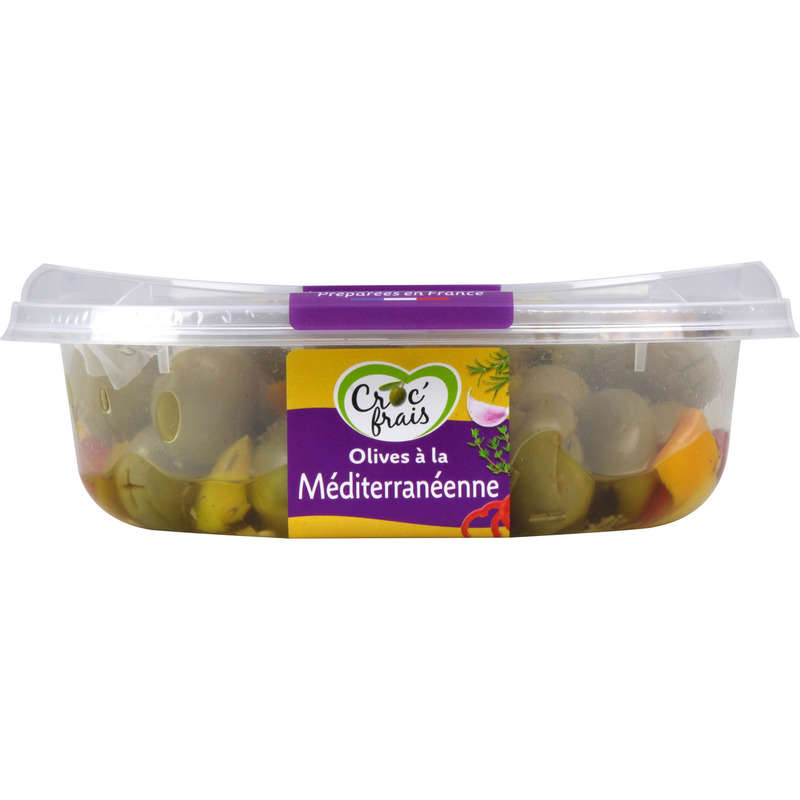 Croc'Frais Olives Vertes À La Méditerranéenne Poivrons & L’Ail Et Herbes 200G